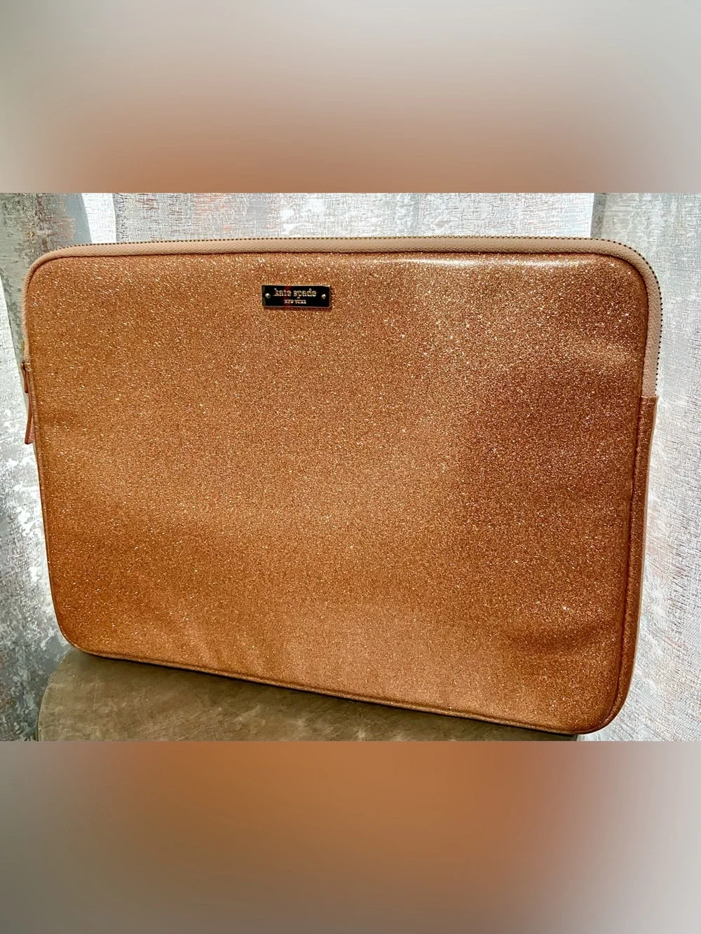 kate spade Rose Gold Glitter Laptop Tote